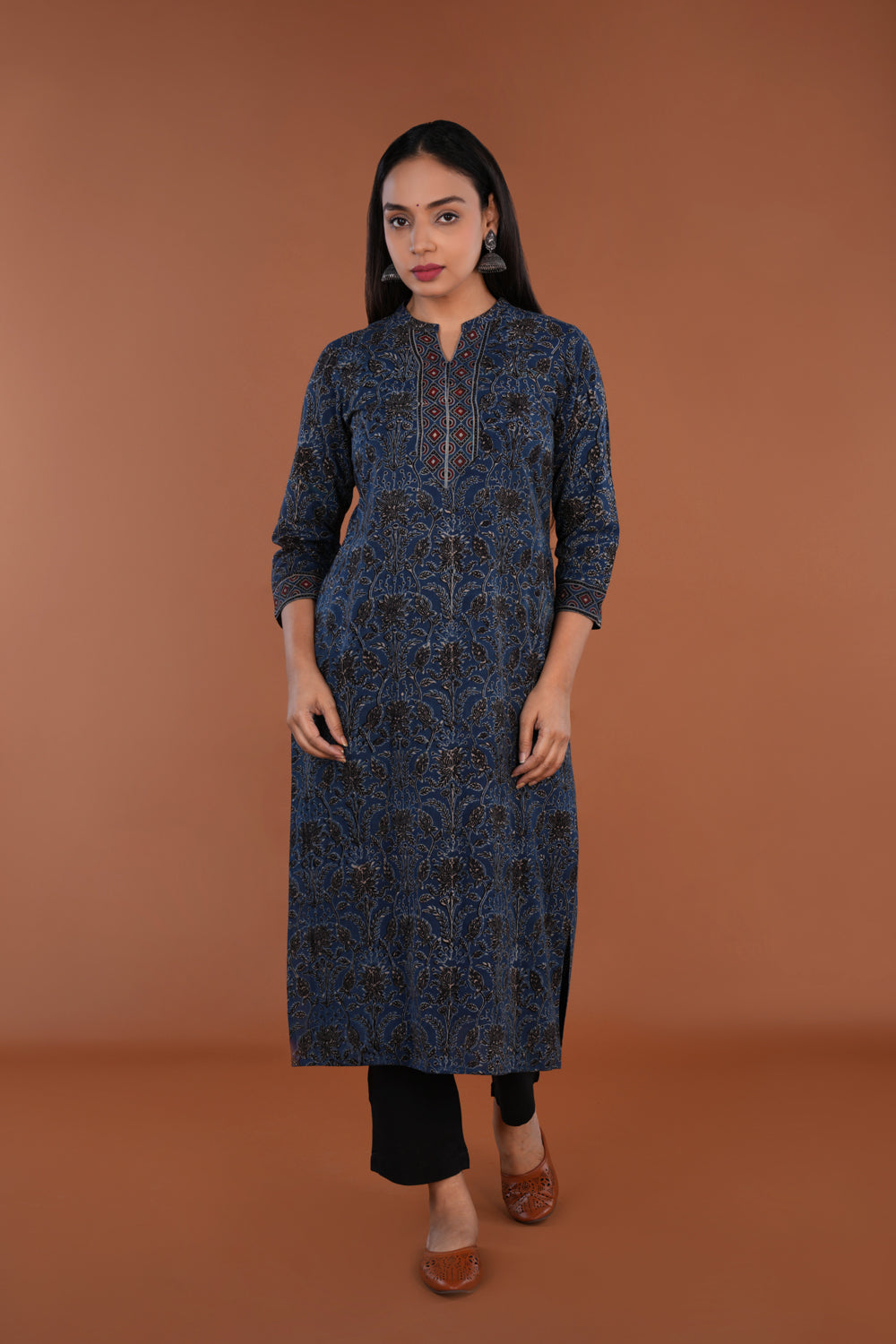 Image of Indigo Blue Ajrak handblock printed Kurta